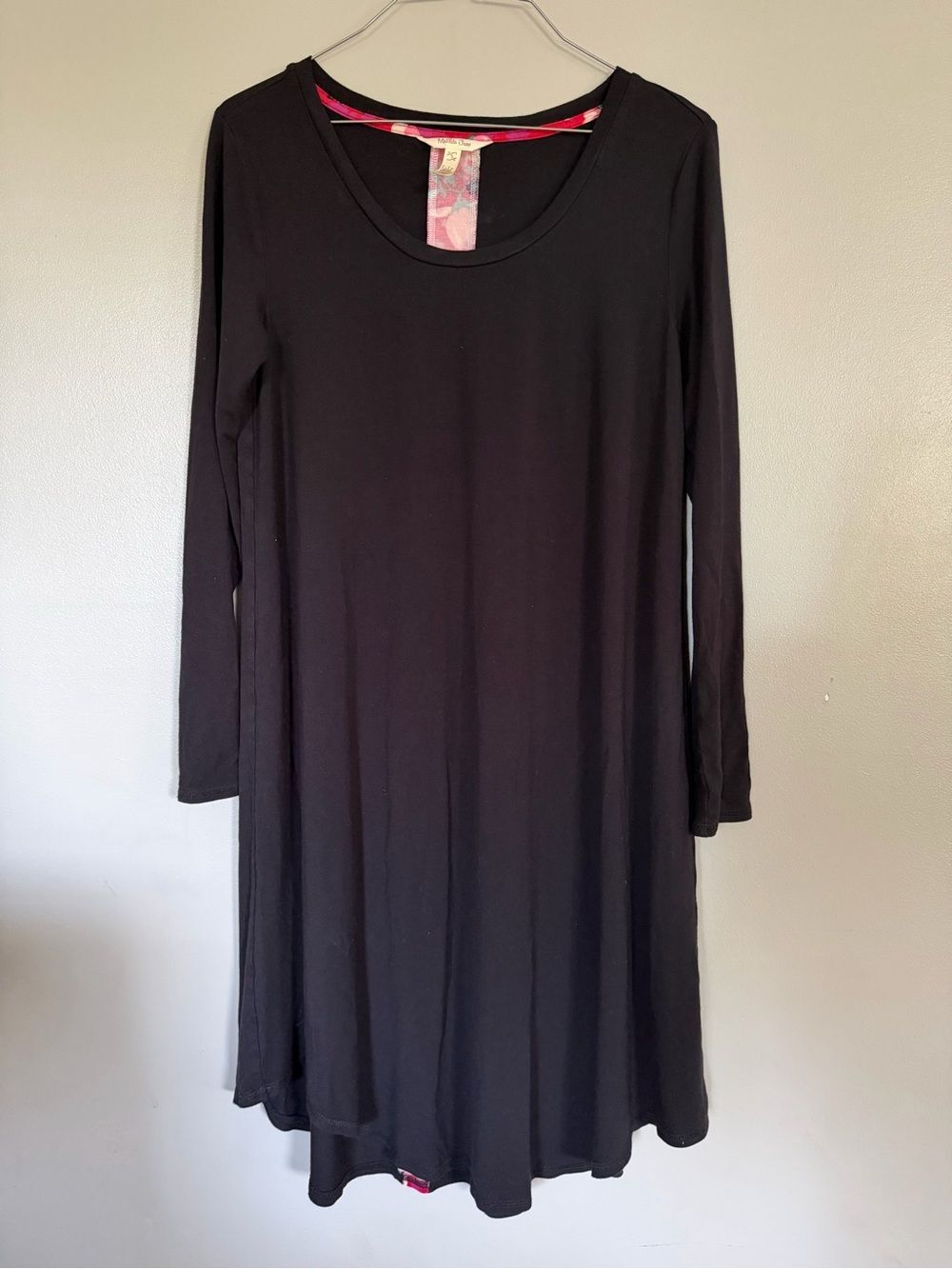 Matilda Jane Black Long-Sleeve Swing Dress with Pink Trim